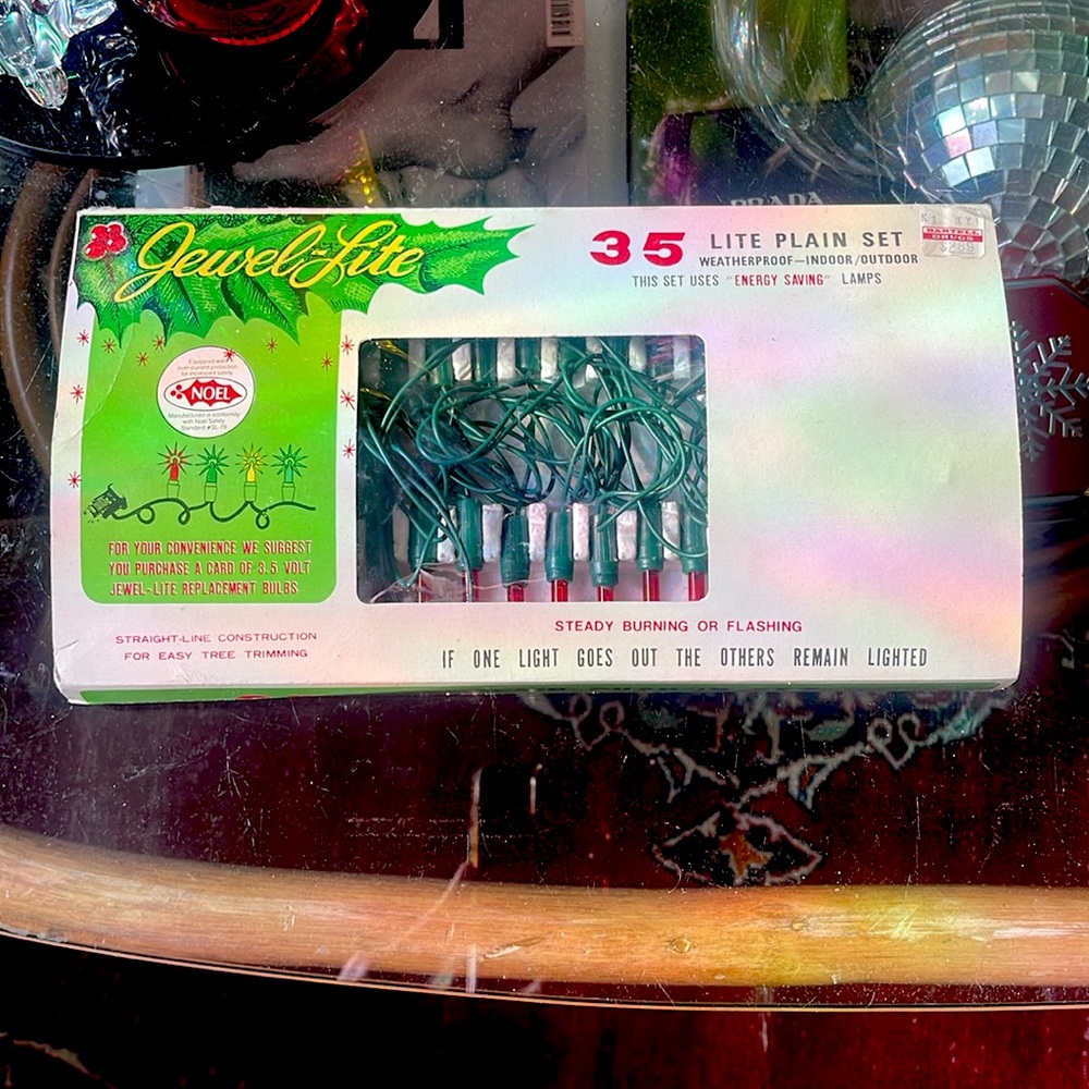 1970s vintage red string Christmas lights